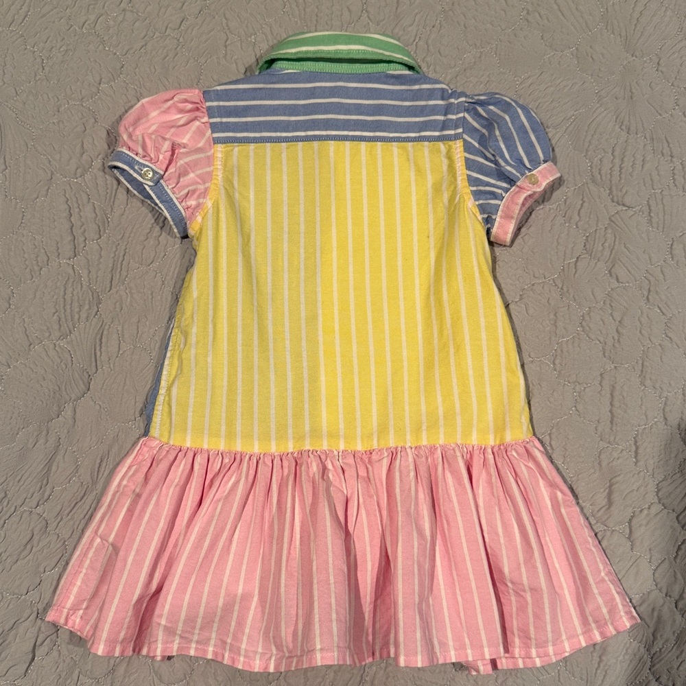 Polo Ralph Lauren Baby Girls Fun Pastels Multi Drop waist Shirtdress 18m - Picture 4 of 4